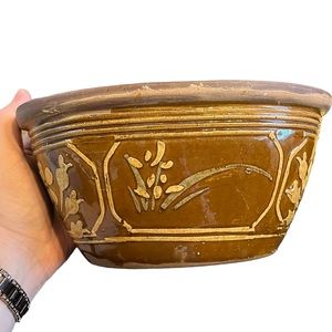 Handmade ceramic flower pot vintage made in 78